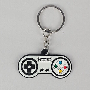 Super Nintendo SNES Controller Rubber Keychain Keyring Fun Retro Bag Clip Charm